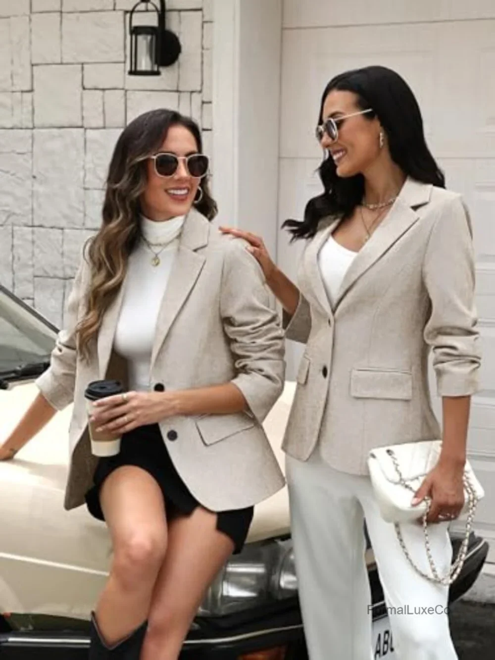 Women's Herringbone Tweed Blazer – Slim Fit Business Casual Work Jacket with - Picture 5 of 7